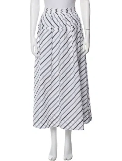 Pre-owned Tory Burch Striped Long Skirt In White