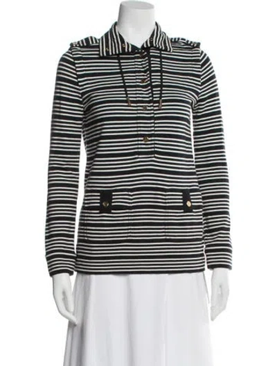 Pre-owned Tory Burch Striped Long Sleeve Top In Blue
