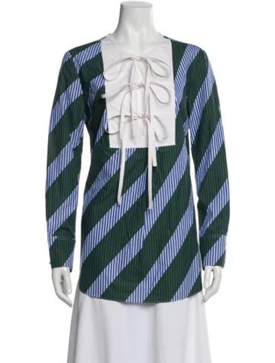 Pre-owned Tory Burch Striped Long Sleeve Tunic In Multi
