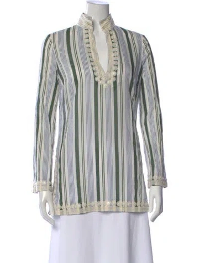 Pre-owned Tory Burch Striped Long Sleeve Tunic In Multi
