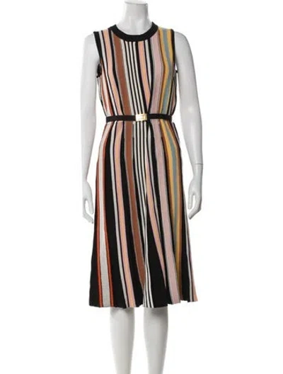 Pre-owned Tory Burch Striped Midi Length Dress In Black