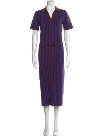 Pre-owned Tory Burch Striped Midi Length Dress In Blue