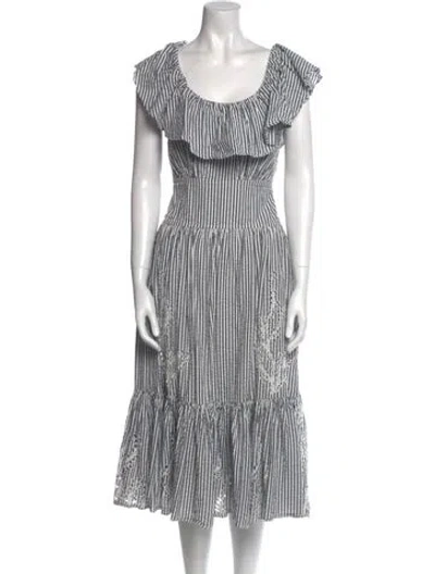 Pre-owned Tory Burch Striped Midi Length Dress In Blue