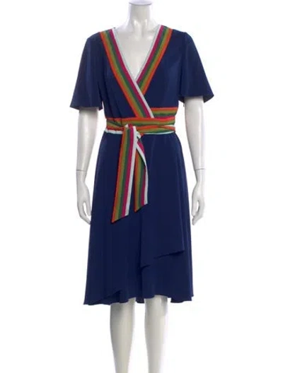 Pre-owned Tory Burch Striped Midi Length Dress In Blue