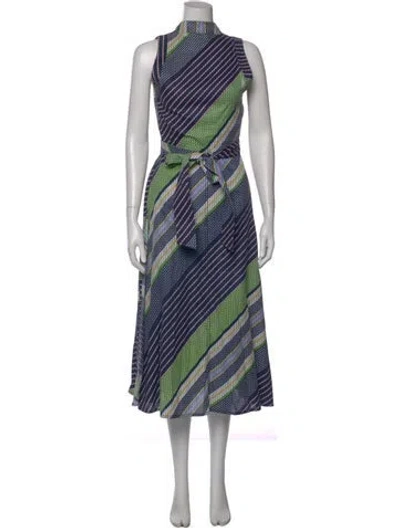 Pre-owned Tory Burch Striped Midi Length Dress In Blue