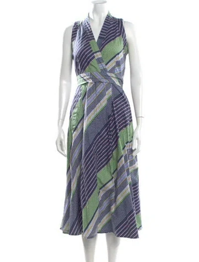 Pre-owned Tory Burch Striped Midi Length Dress In Blue