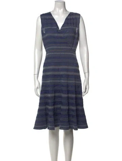 Pre-owned Tory Burch Striped Midi Length Dress In Blue