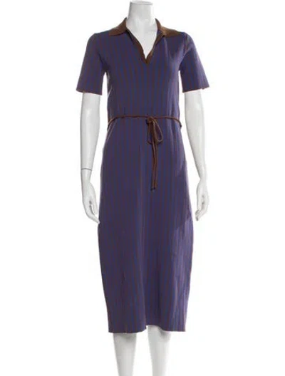 Pre-owned Tory Burch Striped Midi Length Dress In Blue