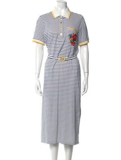 Pre-owned Tory Burch Striped Midi Length Dress In Blue