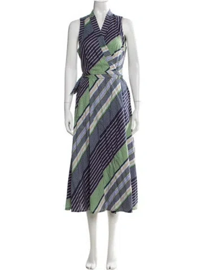 Pre-owned Tory Burch Striped Midi Length Dress In Blue