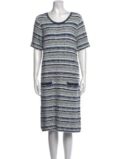 Pre-owned Tory Burch Striped Midi Length Dress In Blue