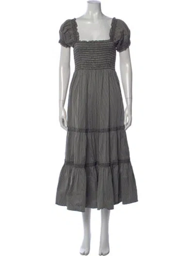 Pre-owned Tory Burch Striped Midi Length Dress In Gray