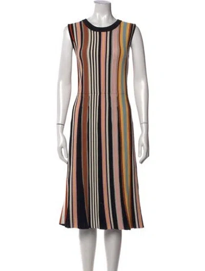 Pre-owned Tory Burch Striped Midi Length Dress In Multicolor