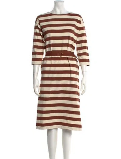 Pre-owned Tory Burch Striped Midi Length Dress In Neutral