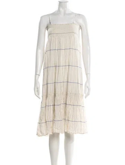 Pre-owned Tory Burch Striped Midi Length Dress In Neutral