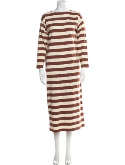 Pre-owned Tory Burch Striped Midi Length Dress In Neutral