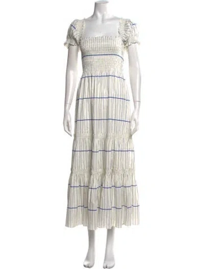 Pre-owned Tory Burch Striped Midi Length Dress In Neutrals