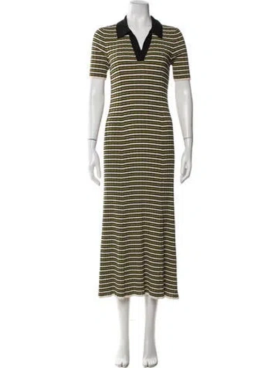 Pre-owned Tory Burch Striped Midi Length Dress In Neutrals