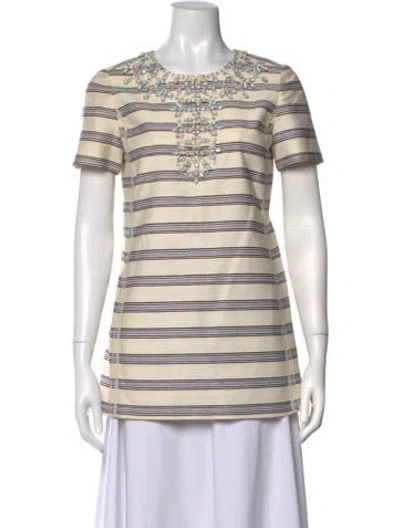 Pre-owned Tory Burch Striped Midi Length Dress In Neutrals
