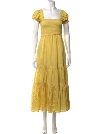 Pre-owned Tory Burch Striped Midi Length Dress In Yellow