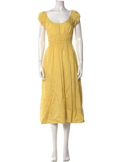 Pre-owned Tory Burch Striped Midi Length Dress In Yellow