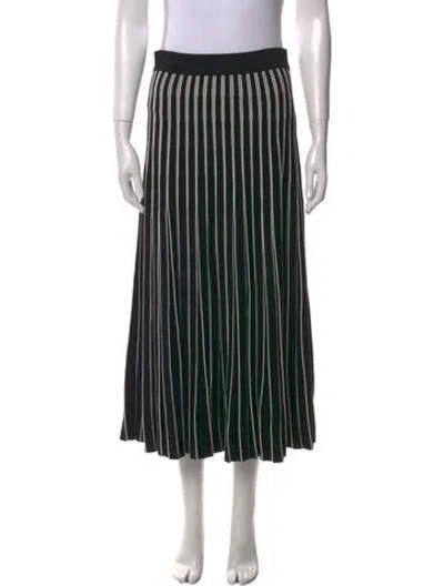 Pre-owned Tory Burch Striped Midi Length Skirt In Black