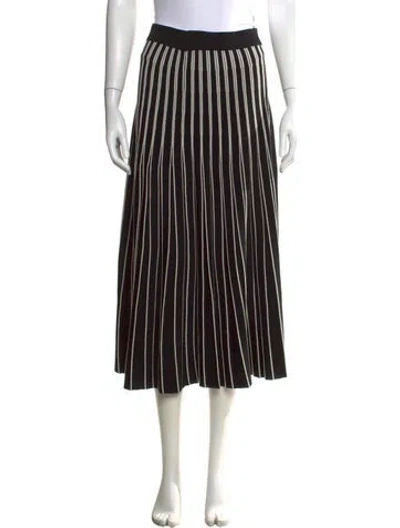 Pre-owned Tory Burch Striped Midi Length Skirt In Black