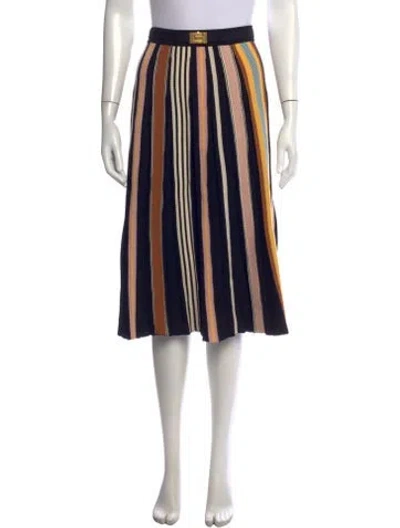 Pre-owned Tory Burch Striped Midi Length Skirt In Black