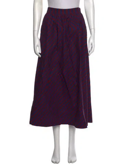 Pre-owned Tory Burch Striped Midi Length Skirt In Blue