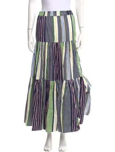 Pre-owned Tory Burch Striped Midi Length Skirt In Blue