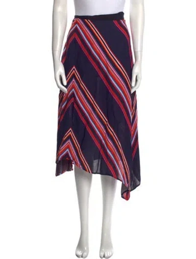 Pre-owned Tory Burch Striped Midi Length Skirt In Blue