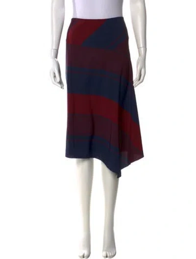 Pre-owned Tory Burch Striped Midi Length Skirt In Blue