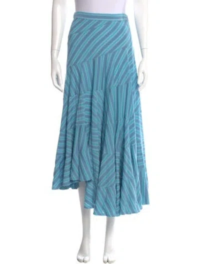 Pre-owned Tory Burch Striped Midi Length Skirt In Blue
