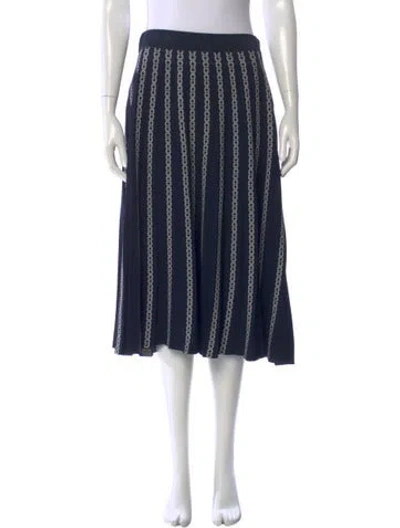 Pre-owned Tory Burch Striped Midi Length Skirt In Blue