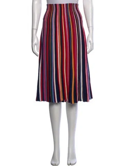 Pre-owned Tory Burch Striped Midi Length Skirt In Blue