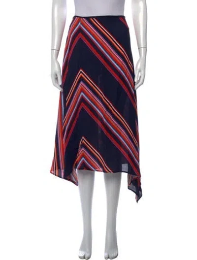 Pre-owned Tory Burch Striped Midi Length Skirt In Blue