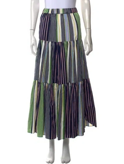 Pre-owned Tory Burch Striped Midi Length Skirt In Blue