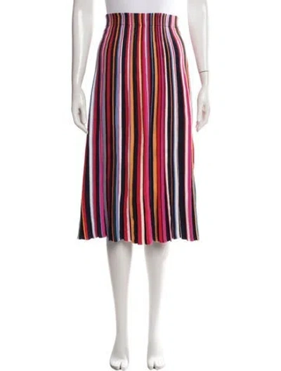 Pre-owned Tory Burch Striped Midi Length Skirt In Blue/orange/red