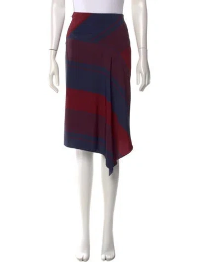 Pre-owned Tory Burch Striped Midi Length Skirt In Burgundy