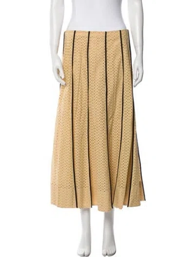 Pre-owned Tory Burch Striped Midi Length Skirt In Neutral
