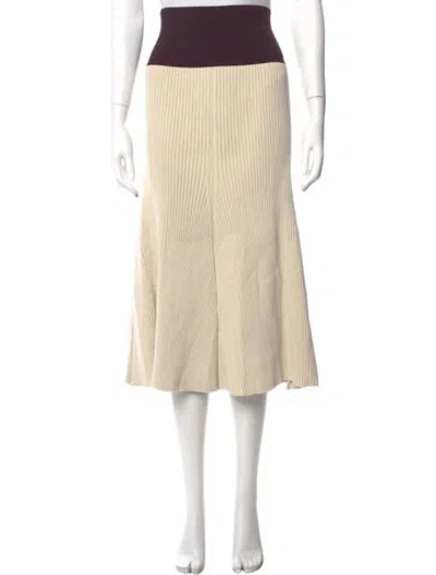 Pre-owned Tory Burch Striped Midi Length Skirt In Neutral