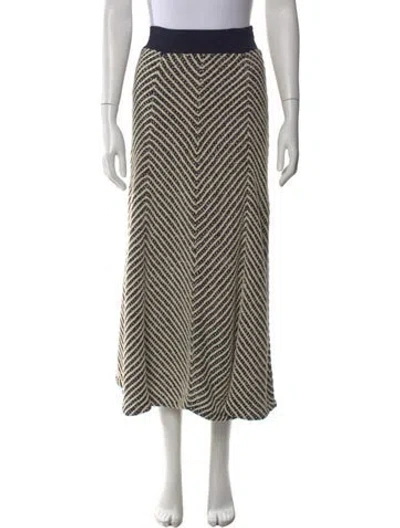 Pre-owned Tory Burch Striped Midi Length Skirt In Neutral
