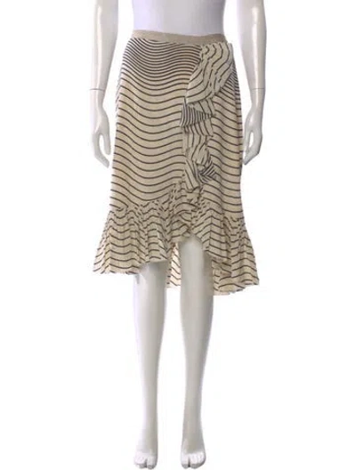 Pre-owned Tory Burch Striped Midi Length Skirt In Neutral