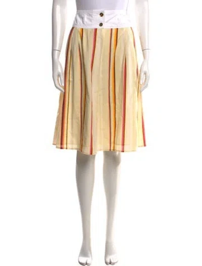 Pre-owned Tory Burch Striped Midi Length Skirt In Neutral