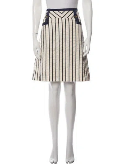 Pre-owned Tory Burch Striped Midi Length Skirt In Neutrals