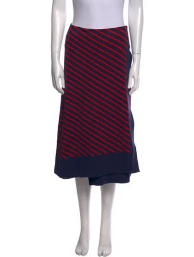 Pre-owned Tory Burch Striped Midi Length Skirt In Red