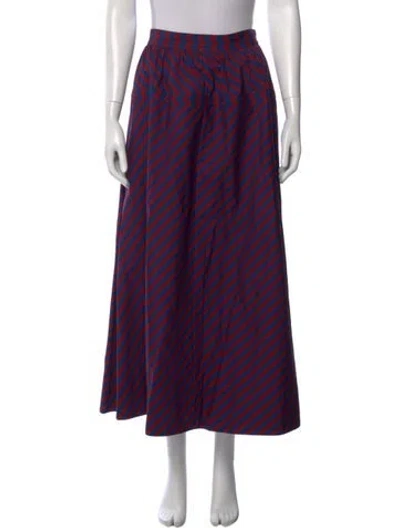 Pre-owned Tory Burch Striped Midi Length Skirt W/ Tags In Blue