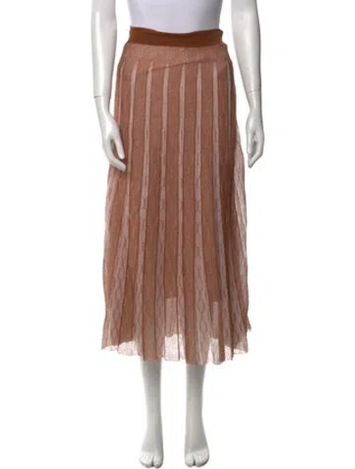 Pre-owned Tory Burch Striped Midi Length Skirt W/ Tags In Neutral