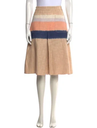 Pre-owned Tory Burch Striped Midi Length Skirt W/ Tags In Neutral