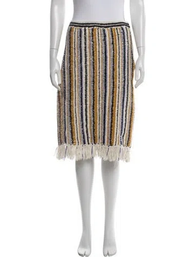 Pre-owned Tory Burch Striped Midi Length Skirt W/ Tags In Yellow